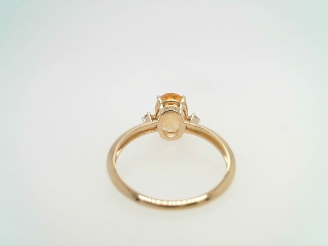 14 Karat Yellow Gold Citrine & Diamond Accent Ring