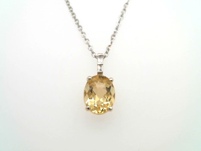 14 Karat Yellow & White Gold Heliodor & Diamond Pendant