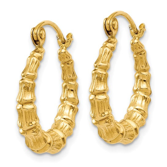 14 Karat Yellow Gold Polished Bamboo Hollow Hoop Earrings
