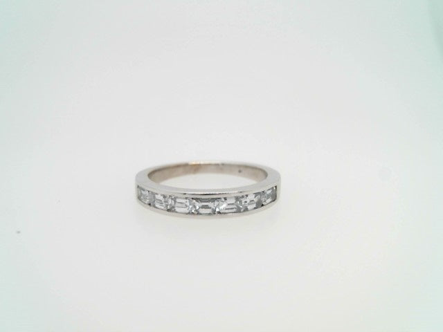 Vintage 14 Karat White Gold Emerald Cut Diamond Channel Set Band Ring