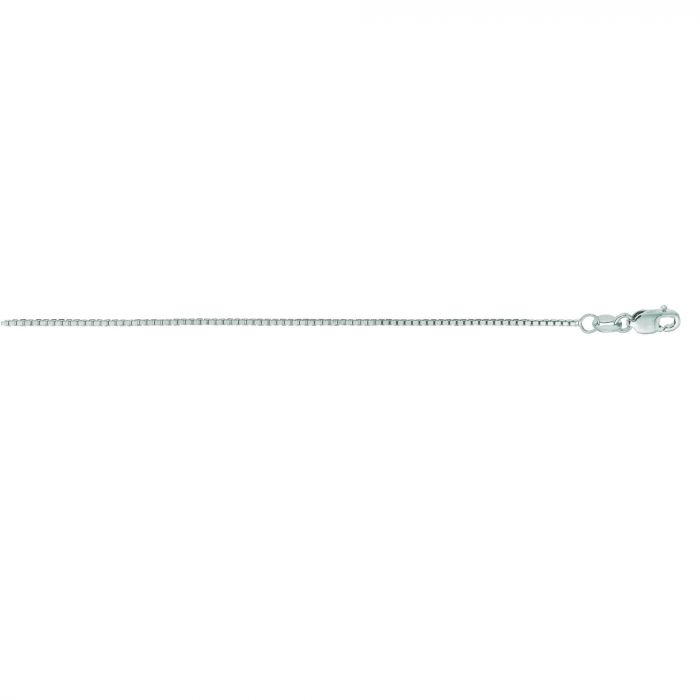 14 Karat White Gold 18 Inch .85mm Classic Box Chain With Lobster Clasp