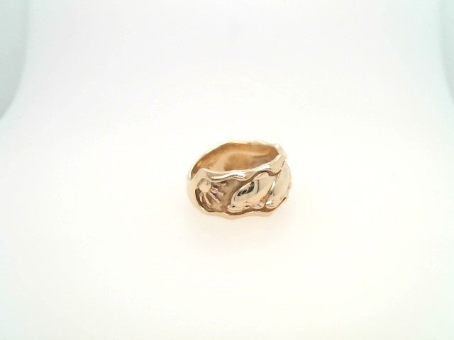 Vintage 14 Karat Yellow Gold 10 Mm Wide Triple Dolphin Band Ring