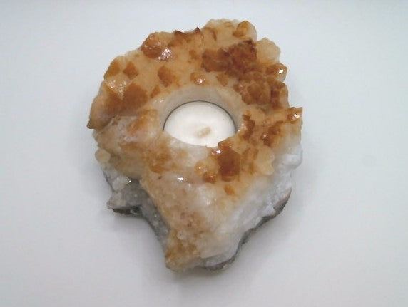 Citrine Candle Holder_Golden Amethyst Chunky Tea Candle Holder