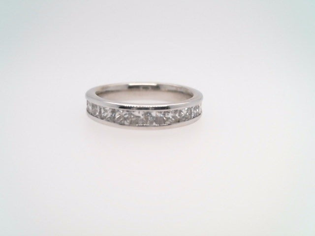 Vintage 14 Karat White Gold Channel Set Princess Cut Diamond Band Ring