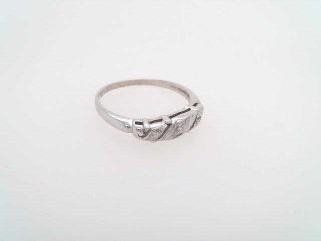 Online Clearance * Vintage 14 Karat White Gold 4 Mm Sculpted Filigree Diamond Band Ring
