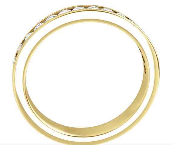 14 Karat Yellow Gold Channel Set Diamond Wedding Band
