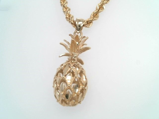 Vintage 14 Karat Yellow Gold Diamond Cut Pineapple Pendant