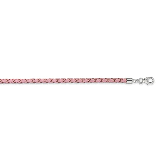 Pink Leather Chocker/Wrap Necklace & Bracelet 14 Inch with 2 Inch Extender