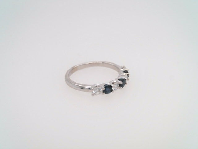 14 Karat White Gold Sapphire And Diamond 7 Stone Wedding Band