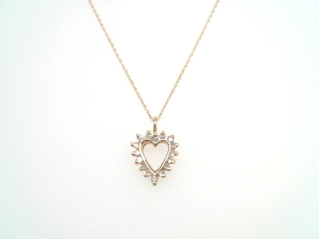 Vintage 14 Karat Yellow Gold Diamond Heart Pendant