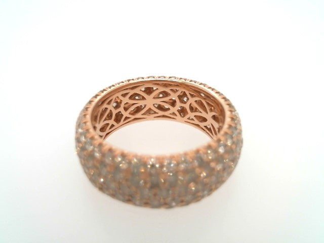 Vintage 14 Karat Rose Gold 5 Row Champagne Diamond Pave Eternity Band Ring