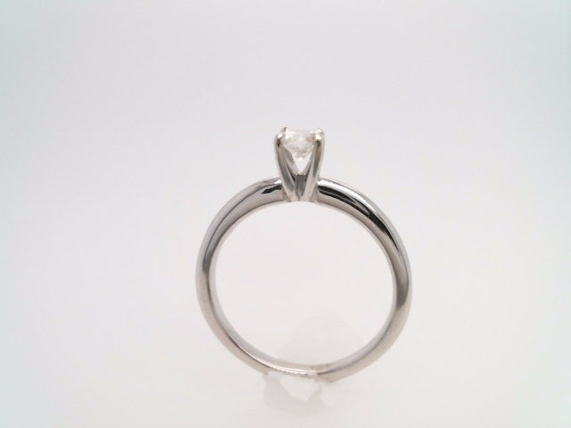 14 Karat White Gold 4 Prong Set Round Brilliant Diamond Solitaire Ring