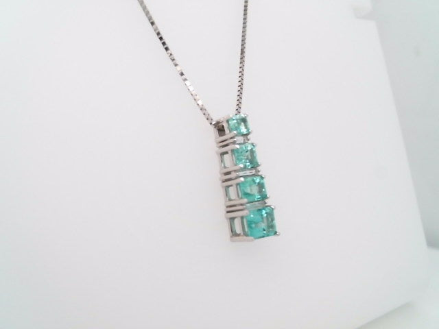14 Karat White Gold Emerald & Diamond Pendant