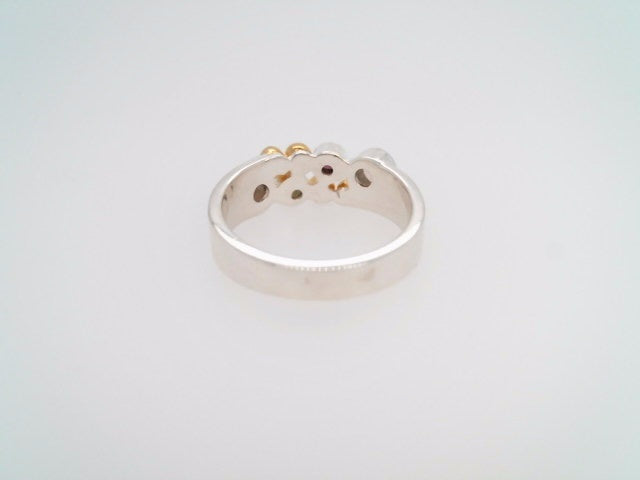 Sterling Silver And 22 Karat Gold Vermeil Ring With 2 Ethiopian Opals, 1 Peridot And 1 Rhodolite Garnet