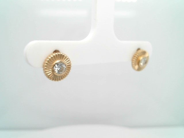 14 Karat Yellow Gold Bezel Set Diamond "Sunburst" Earrings