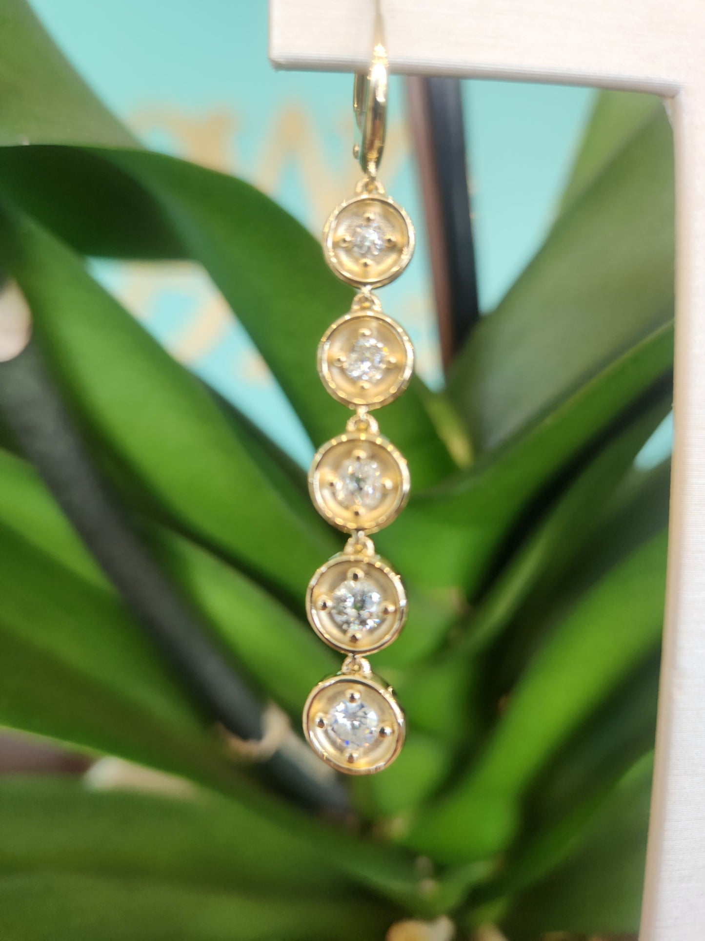 14 Karat Yellow Gold 5 Tier Old European Cut Diamond Earrings With Leverbacks - VAFJ