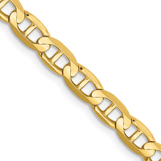 14 Karat Yellow Gold Solid Anchor Chain 4.5 Mm With Lobster Clasp 22"