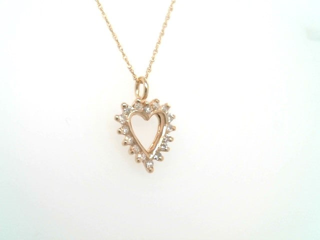 Vintage 14 Karat Yellow Gold Diamond Heart Pendant