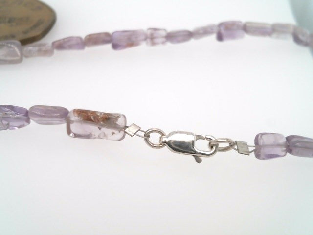 Handmade Sterling Silver Amethyst Bead Necklace With Haitian Coin Dated 1998, 18"