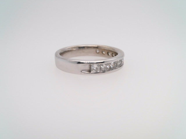 Vintage 14 Karat White Gold Channel Set Princess Cut Diamond Band Ring