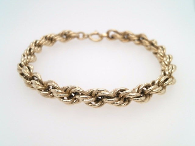Vintage 14 Karat Yellow Gold 6 Mm Rope Chain Bracelet, 7"