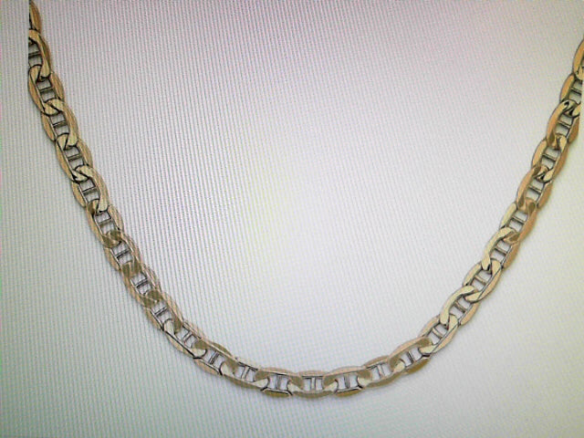 14 Karat Yellow Gold Solid Anchor Chain with Lobster Clasp 22" 4.5mm
