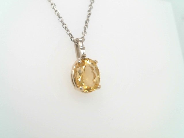 14 Karat Yellow & White Gold Heliodor & Diamond Pendant