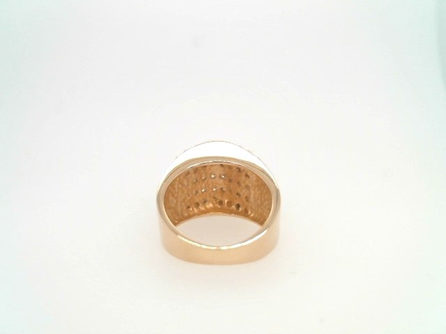 Vintage 14 Karat Yellow Gold 14 Mm Wide Diamond Pave Band Ring
