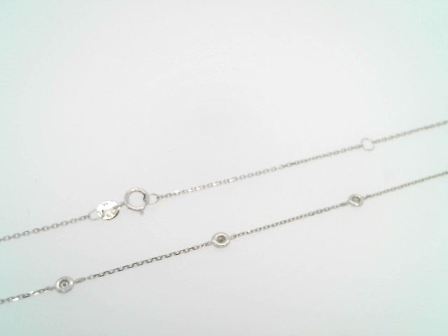 14 Karat White Gold Diamond "By The Yard" Style Necklace, Adjustable 16-18"