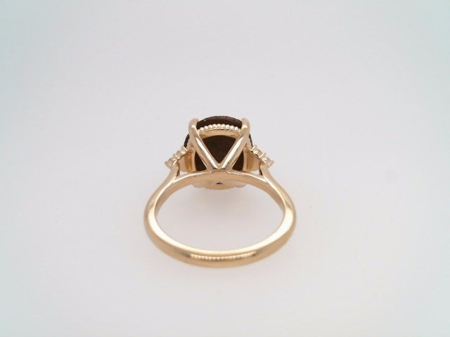14 Karat Yellow Gold Roman Coin Ring With Diamond Accents