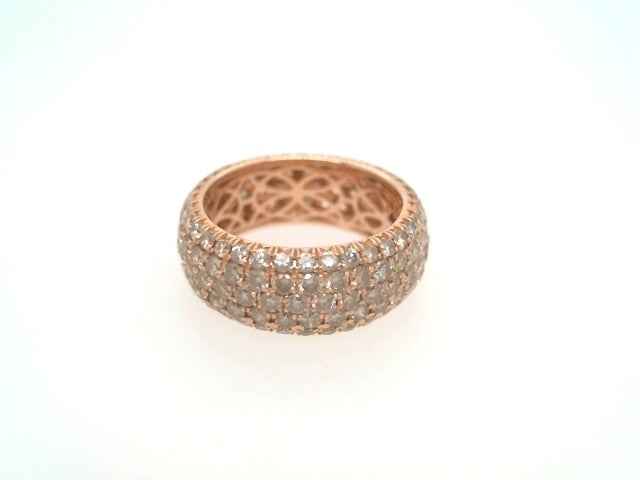Vintage 14 Karat Rose Gold 5 Row Champagne Diamond Pave Eternity Band Ring
