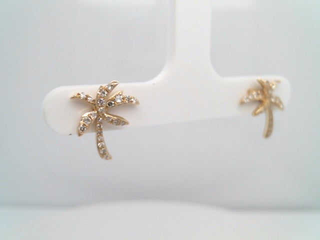 14 Karat Yellow Gold Diamond Palm Tree Stud Earrings
46 Round Brillia