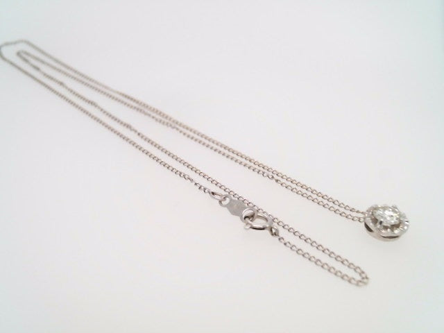 Vintage 14 Karat White Gold Illusion Set Diamond Solitaire Pendant