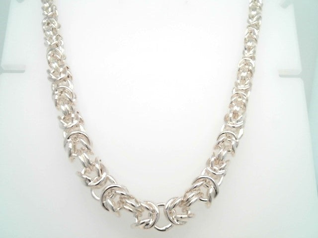 Sterling Silver Graduated Byzantine Hollow Link Chain, 18"