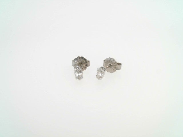 14 Karat White Gold 4 Prong Set Marquise Diamond Solitaire Stud Earrings