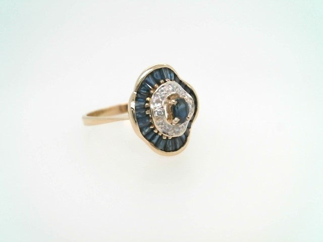 Vintage 14 Karat Yellow Gold Sapphire & Diamond "Ballerina" Style Ring