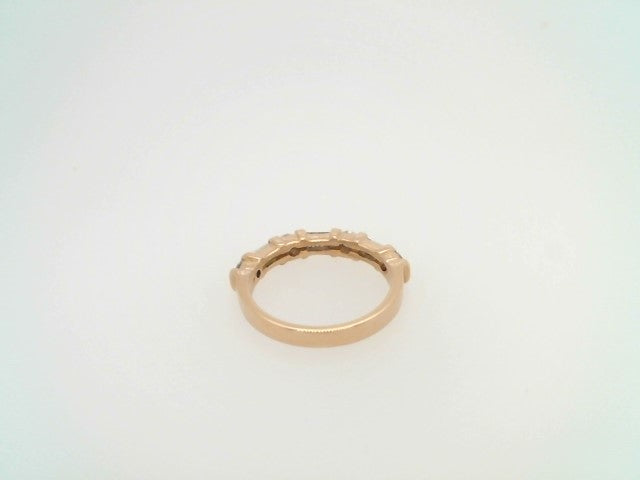Vintage 14 Karat Yellow Gold Baguette & Round Diamond Bar Set Band Ring