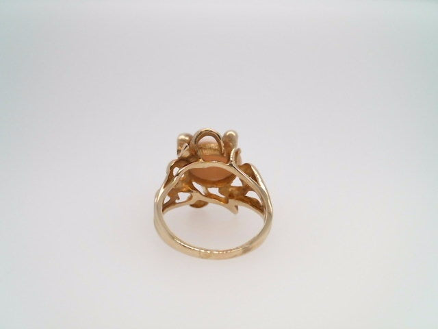 Vintage 14 Karat Yellow Gold Freeform Angelskin Coral Ring