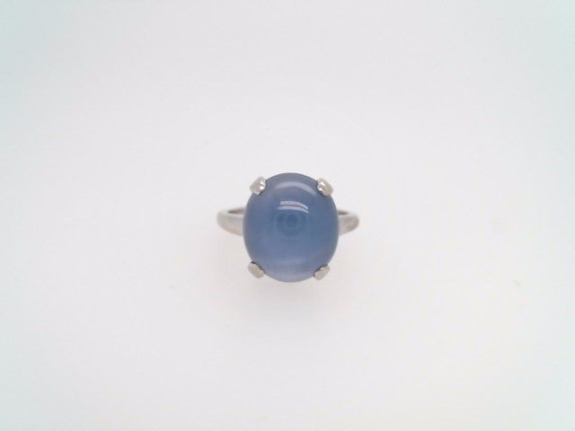 Vintage Platinum Cornflower Blue Synthetic Star Sapphire Solitaire Ring