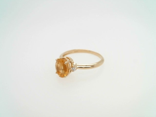 14 Karat Yellow Gold Citrine & Diamond Accent Ring