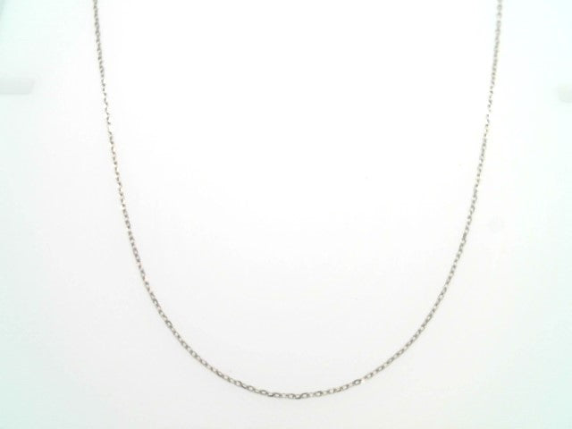 14 Karat White Gold .8 Mm Diamond Cut Cable Chain, 16-18"