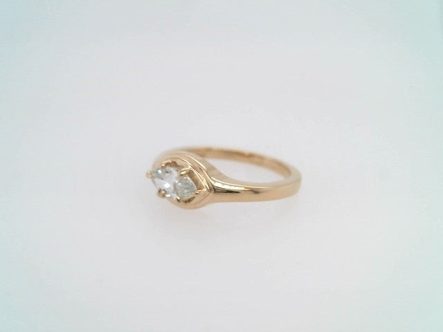 14 Karat Yelllow Gold East/West Set Marquise Diamond Solitaire Ring