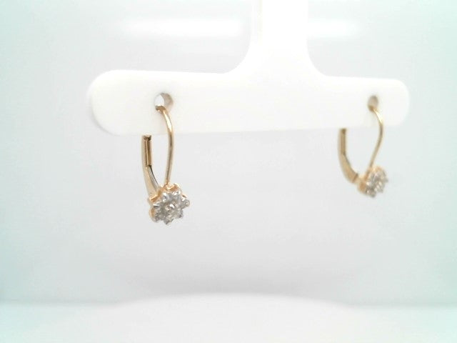 Vintage 14 Karat Yellow Gold Diamond Cluster Leverback Earrings