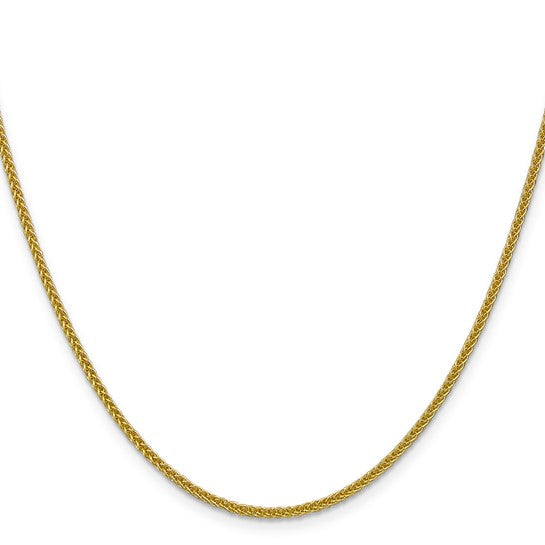 14 Karat Yellow Gold 2 Mm Semi Solid 3 Wire Wheat Chain 18"