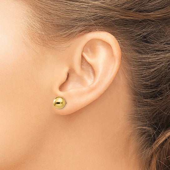 14 Karat Yellow Gold 8 Mm Ball Style Stud Earrings