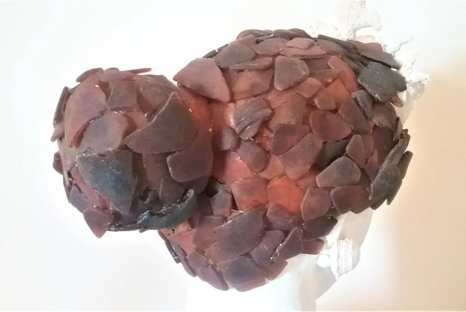 Shell Encrusted Bust Statue With Hand Picked Florida Sea Shells, Coral