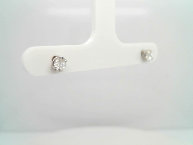 14 Karat White Gold 4 Prong Set Oval Diamond Solitaire Stud Earrings