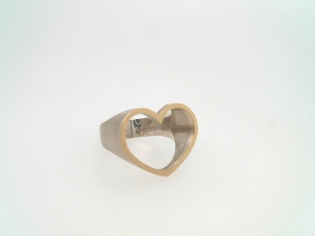 Sterling Silver & 18 Karat Yellow Gold "You Complete Me" Open Heart Ring