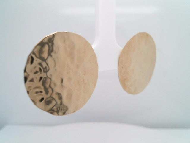 Vintage 14 Karat Yellow Gold 26 Mm Hammered Disc Stud Earrings