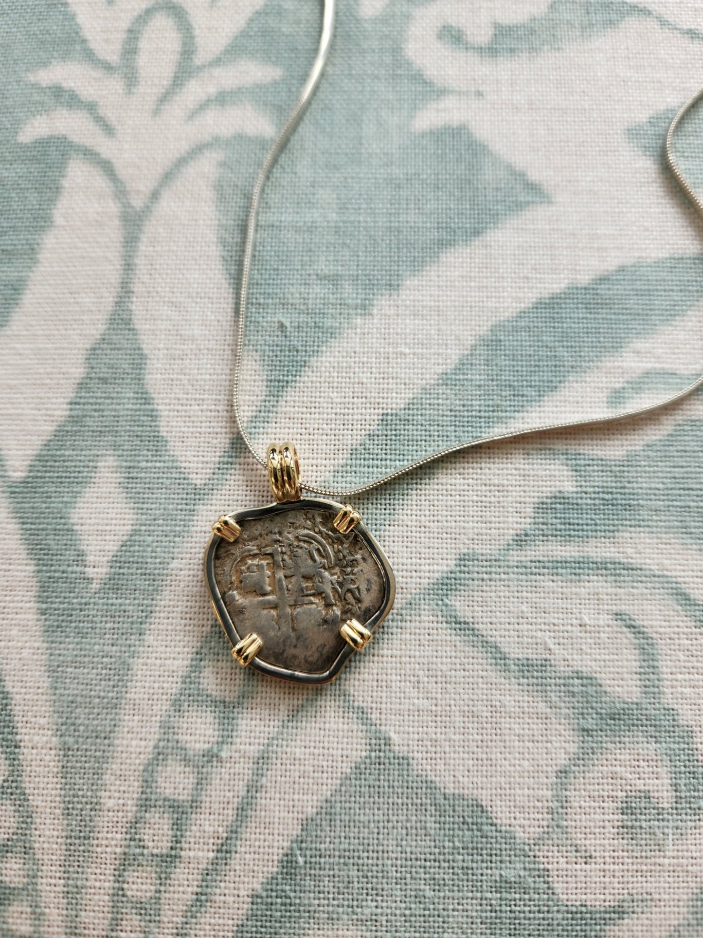 Spanish Shipreck 1 Reale in 14K Yellow Gold Pendant (Chain Sold Seper